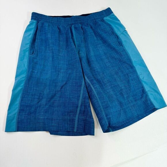Lululemon Shorts Mens Large Blue Solid Mid-Rise Drawstrings - Picture 4 of 12